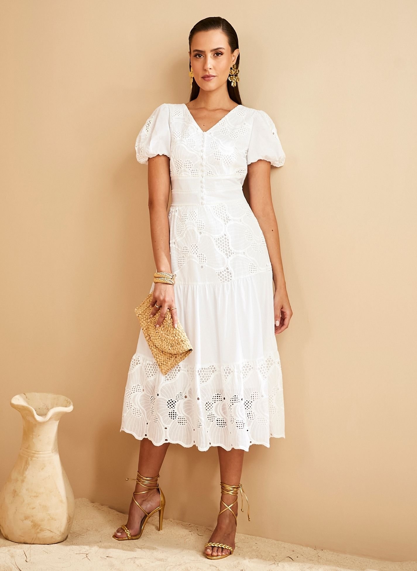 VESTIDO NA COR OFF-WHITE CAMILA - JANY PIM