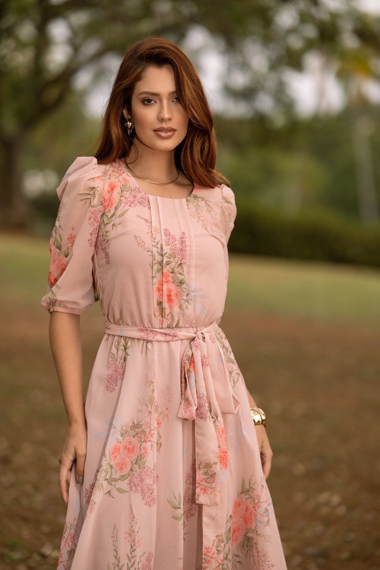 VESTIDO FLORAL CHIFFON TOQUE DE SEDA MARCIA - JANY PIM