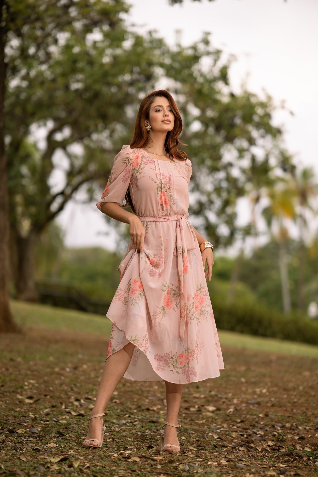 VESTIDO FLORAL CHIFFON TOQUE DE SEDA MARCIA - JANY PIM